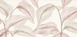 © VectorART - Botanical art background with pink and beige tropical leaves in line art style. Hand drawn vector banner for decoration, wallpaper, print, textile, interior design, cover, packaging.
