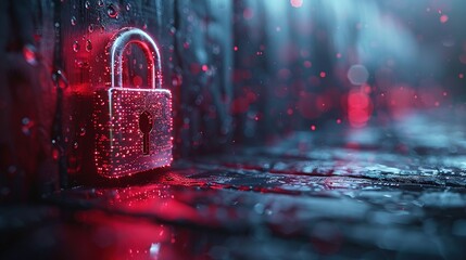 Wall Mural - Digital image of the lock. The concept of aesthetic security. Big data flow. Modern data safety backdrop. Generative AI