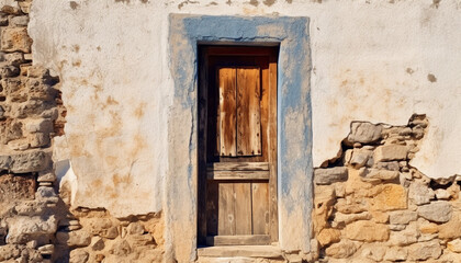 Canvas Print - Ancient stone arch frames old rustic building in rural outdoors generated by AI