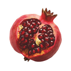 Wall Mural - Pomegranate isolated on transparent background, old botanical illustration