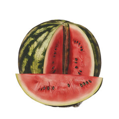 Wall Mural - Watermelon slice isolated on transparent background, old botanical illustration