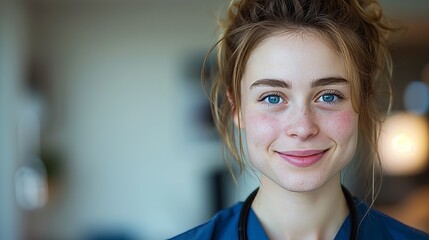 Portrait of a young nurse smiling and looking at camera