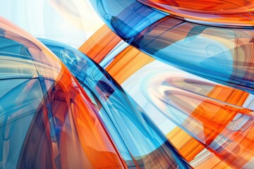 Wall Mural - wallpaper an abstract representation of technical customer support with colors blue, light blue, orange and light red