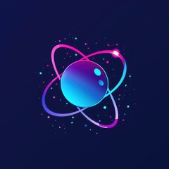 Wall Mural - wallpaper an ionized particle with minimalist flat style on a blue and purple colors