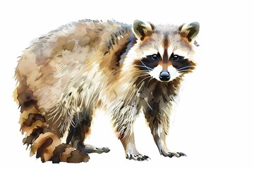 Wall Mural - watercolor art. illustration of a raccoon