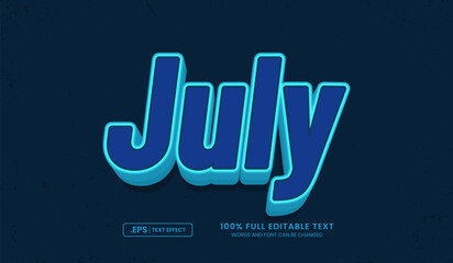 Wall Mural - vector design editable text effect, july text effect