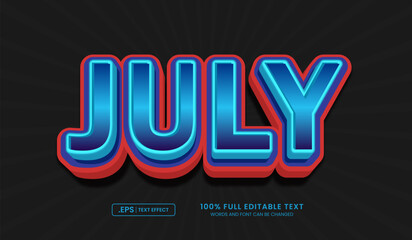 Wall Mural - editable text effect, july 3d bold