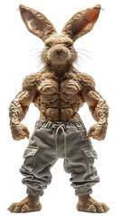 Poster - Humanoid Muscular Rabbit Isolated With Pants