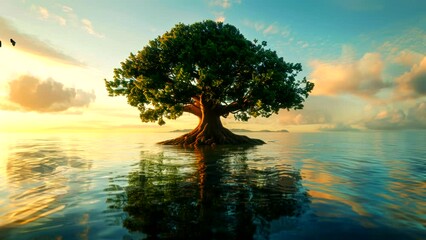 A Sacred Haven: Embracing the Tree of Life in the Enchanting Lake