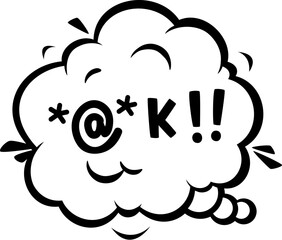 Poster - Swear speech bubble in cartoon comic, aggressive expletive curse and hate angry talk, doodle vector. Bad word speech bubble or explicit swear shout of exclamation symbols for rude aggressive emotion