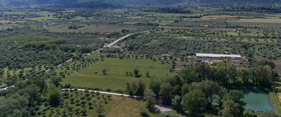 Aerial view of Piana di Venafro rural landscape