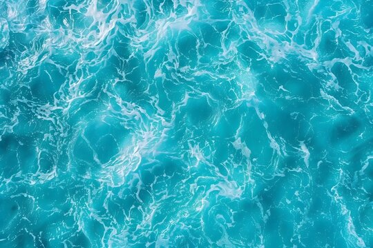 abstract aerial view of turquoise water with waves and ripples