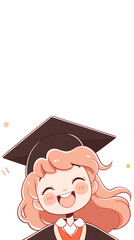 Wall Mural - Hand drawn cartoon graduation girl illustration
