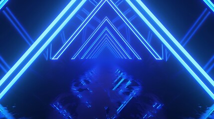 Bright blue abstract neon arrows tech graphic design