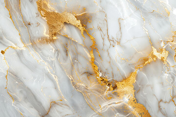 Wall Mural - White Marble with Gold Streaks Creating a Sophisticated and Rich Texture. Created with Ai