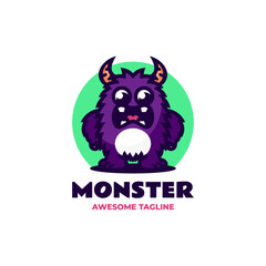 Wall Mural - Vector Logo Illustration Monster Mascot Cartoon Style.