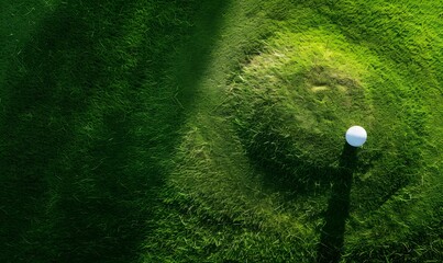 Wall Mural - Artistic Green Grass Texture Background, Top View of Golf Field