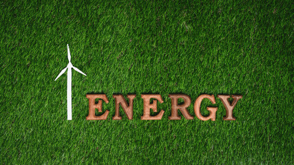 Eco awareness campaign message on grass background striving to conserve energy consumption to reduce CO2 emission with commitment to solve global warming for sustainable and greener environment. Gyre