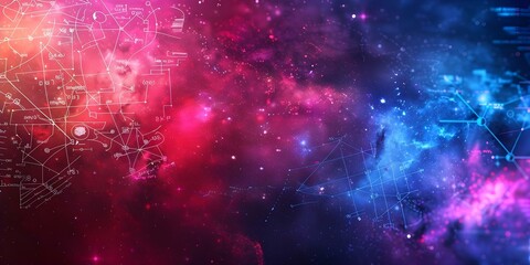Wall Mural - Space-themed educational background featuring mathematical and physical formulas for science education. Concept Space Education, Mathematical Formulas, Physical Formulas, Educational Background
