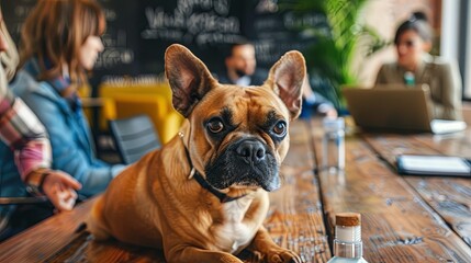 Wall Mural - dog attends a meeting