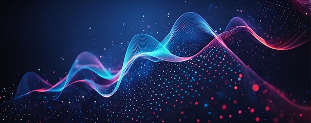 Digital background for advanced technological operations, neural networks, AI, data transmission, encryption, digital archives, audio and visual representations, scientific research and etc