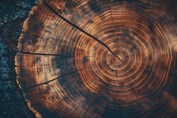 Wall Mural - Wood stump background. Round felled tree with annual rings as wood texture - generative ai