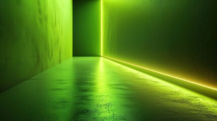 Wall Mural - Bright neon green with a subtle glow effec