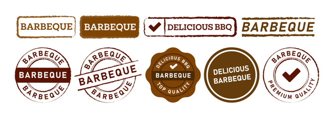 Wall Mural - barbeque rubber stamp label sticker sign for delicious bbq grilled meat food