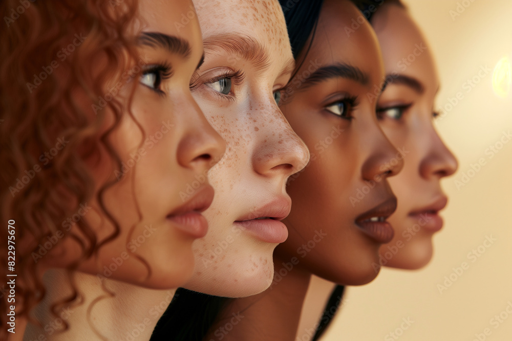 A group of women with different skin tones are posing for a photo ...