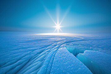Wall Mural - patch of blue sky with white clouds peeking through over a vast ocean horizon