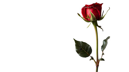 Poster - one red rose flower bud isolated on a transparent background