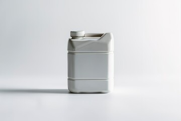 White plastic jerrycan on white background