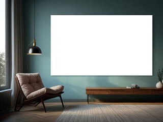 Wall Mural - A blank empty canvas poster screen board hanging on a wall