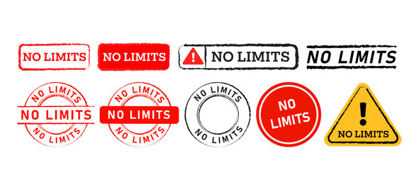 Wall Mural - rubber stamp no limits label sticker sign for unlimited quote typography unlimited