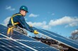 © Rainister - A solar panel technician working on a roof