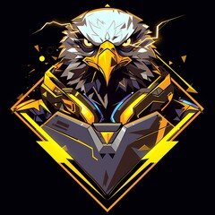 Eagle or hawk characters mascot illustration with guard concept, vector logo style, e-sport gamer t-shirt design on isolated background