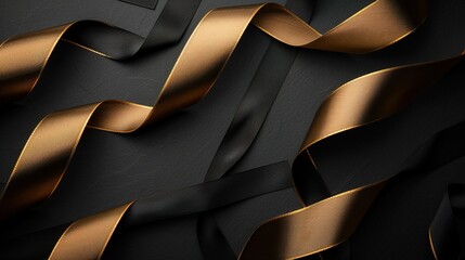 Wall Mural - Luxurious black with a gold ribbon running diagonally