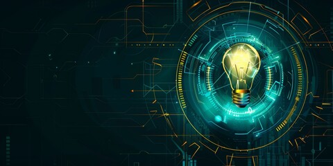 Poster - Digital Innovation: Glowing Light Bulb and Network Connections Representing Creative Ideas and Futuristic Technology in a Cyber Environment, Generative AI