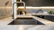 © Paul - High-end kitchen with a seamlessly integrated undermount sink, close-up, showcasing the sleek design and easy maintenance, ideal for advertising luxury kitchens