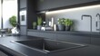© Paul - High-end kitchen with a seamlessly integrated undermount sink, close-up, showcasing the sleek design and easy maintenance, ideal for advertising luxury kitchens
