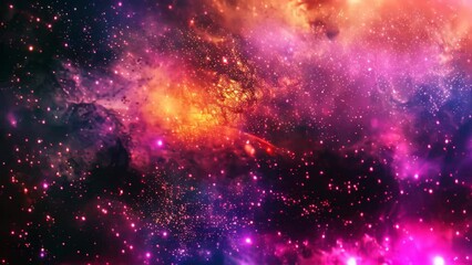 Wall Mural - numerous stars and colorful explosions fill the cosmic space in this vibrant scene, a cosmic backdro