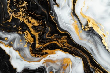 Sticker - Luxurious golden and black marble texture background