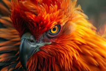 Poster - Vibrant red feathers of a majestic bird