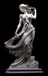 © Oksana - Stunning white marble statue of a graceful woman in motion standing against a black background. Marble statue of ballerina