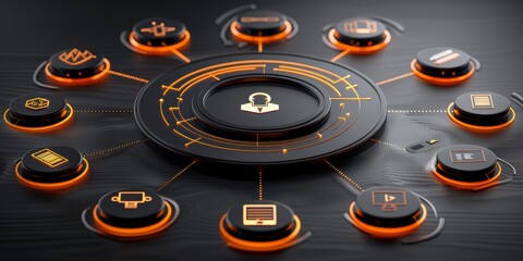 Fototapete - Digital Lock: Cybersecurity Technology Representing Data Protection and Encryption in a Secure, Virtual Network Environment, Generative AI