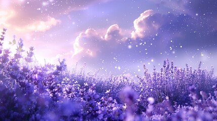 Wall Mural - Soft lavender with abstract stars and clouds
