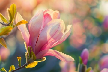 Poster - Vibrant pink tulip blooming in spring garden