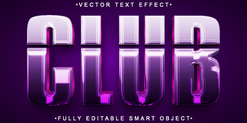 Wall Mural - Shiny Purple Club Vector Fully Editable Smart Object Text Effect