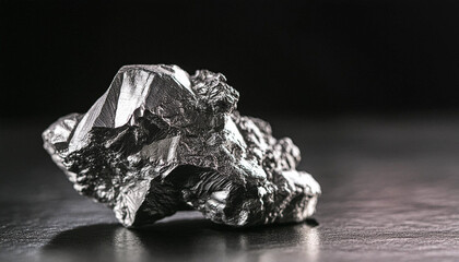 Silver ore on black background. Pure minerals.