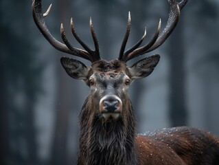 Poster - Majestic Deer Portrait in the Wild